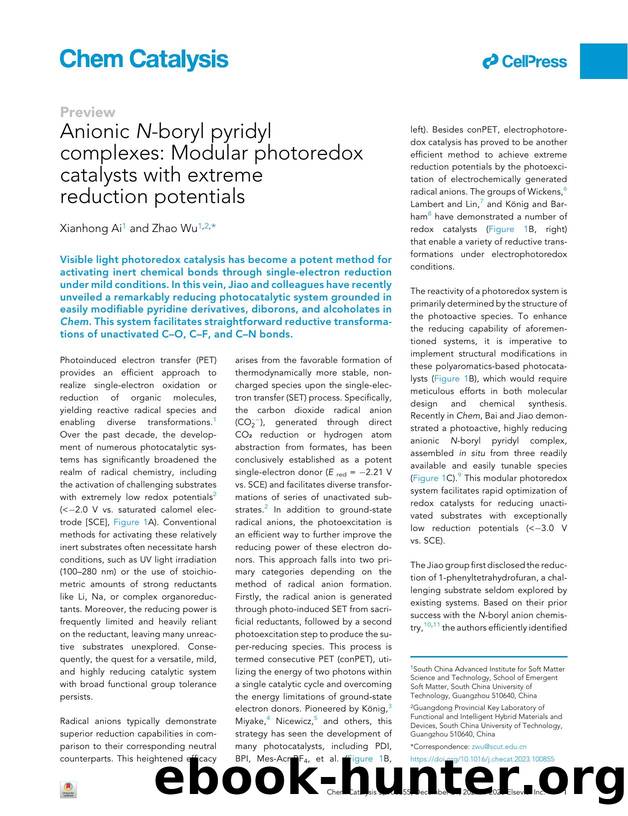 Anionic N-boryl pyridyl complexes: Modular photoredox catalysts with extreme reduction potentials by Xianhong Ai & Zhao Wu
