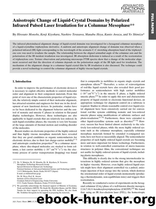 Anisotropic Change of Liquid-Crystal Domains by Polarized Infrared Pulse Laser Irradiation for a Columnar Mesophase by Unknown