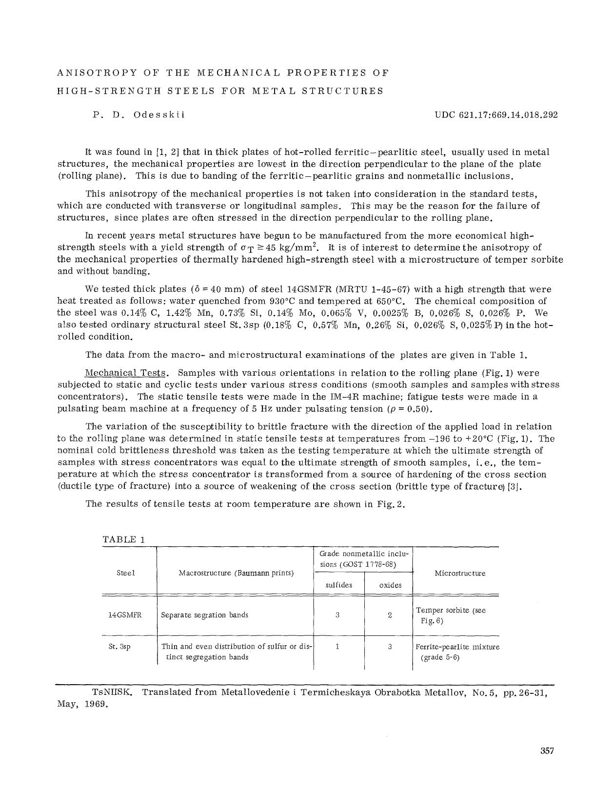 Anisotropy of the mechanical properties of high-strength steels for metal structures by Unknown