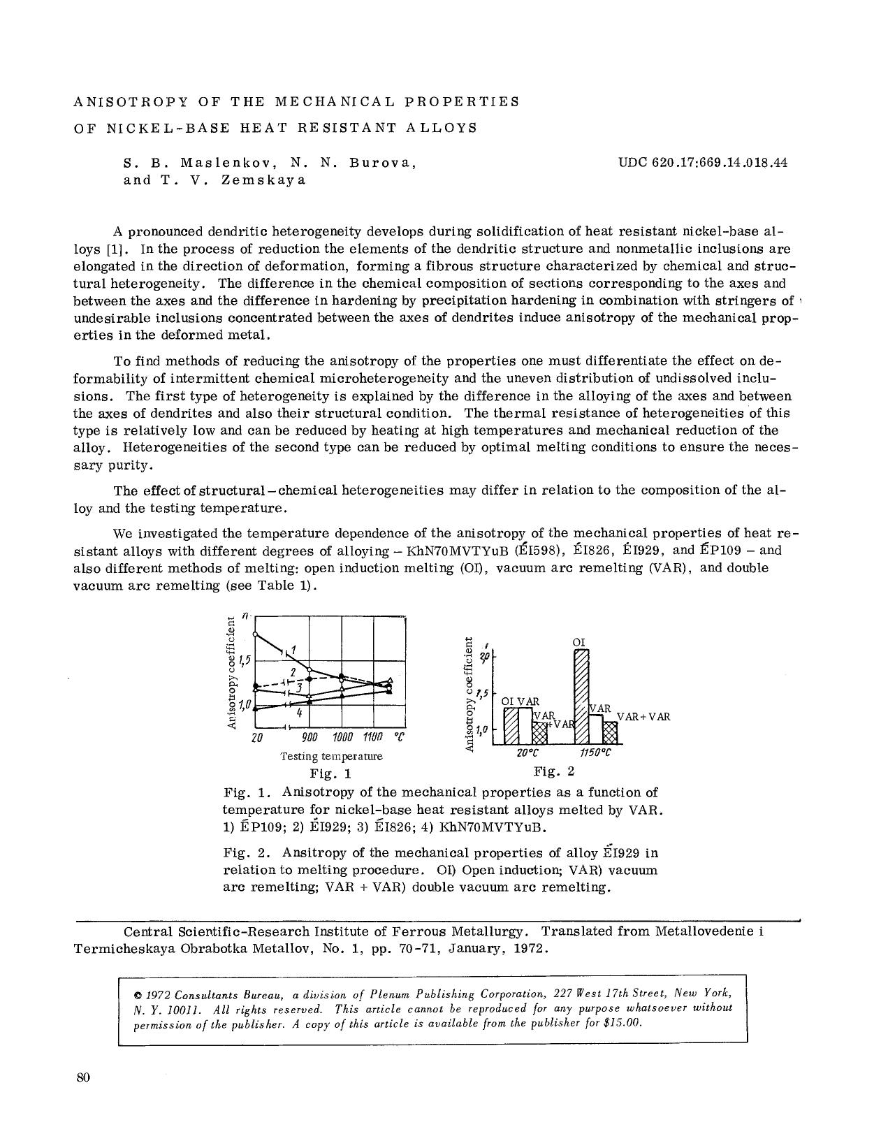 Anisotropy of the mechanical properties of nickel-base heat resistant alloys by Unknown