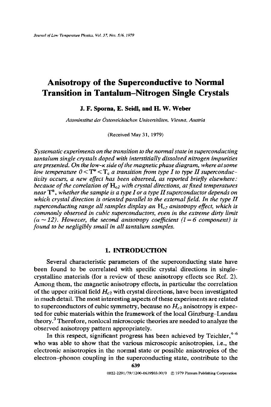 Anisotropy of the superconductive to normal transition in tantalum-nitrogen single crystals by Unknown