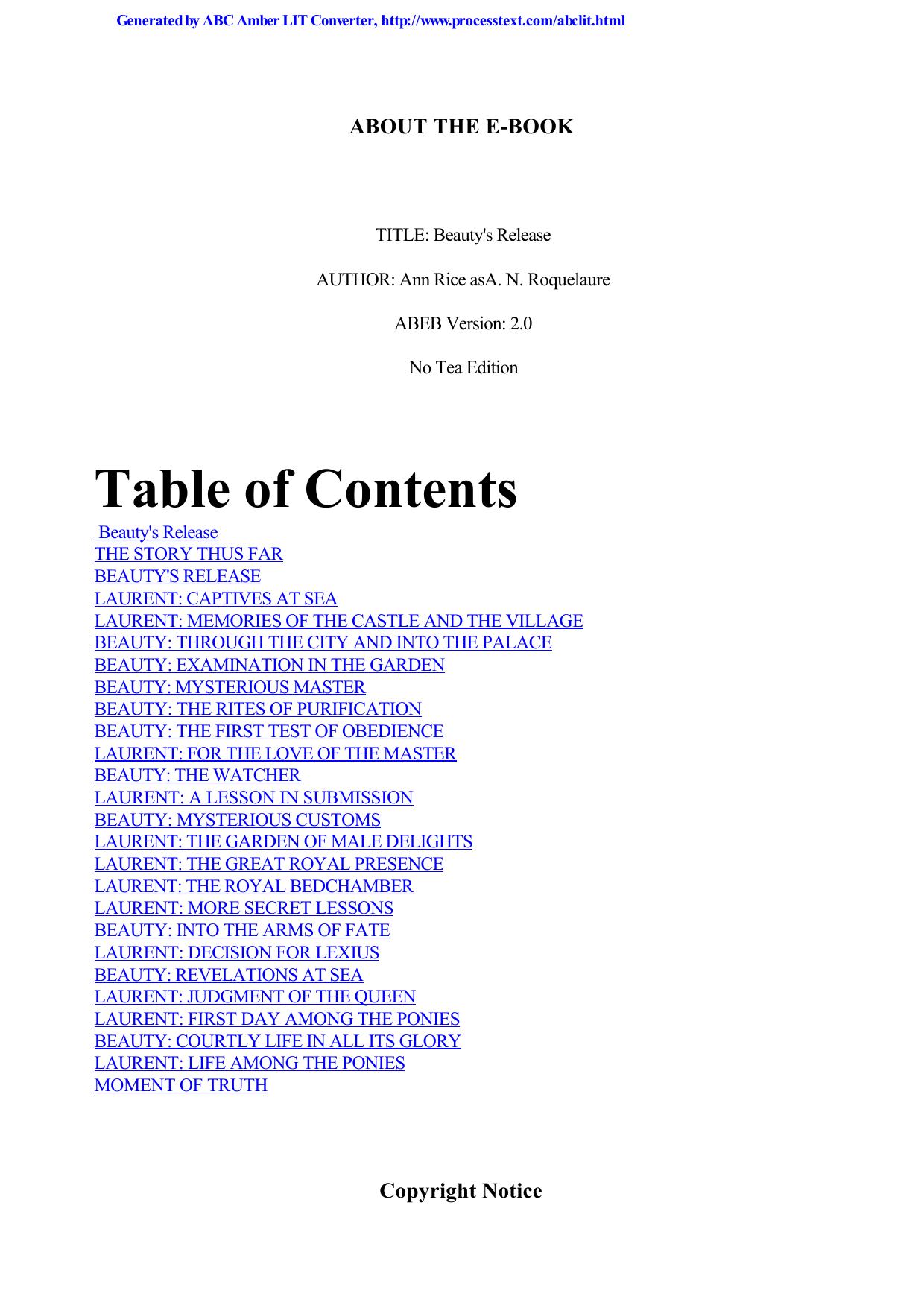 Anne Rice - Beauty 03 by Beauty's Release