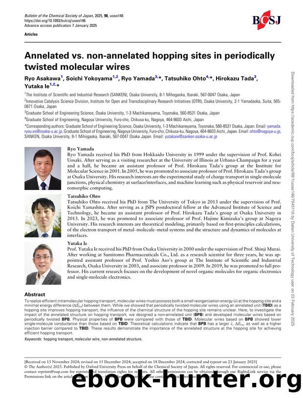 Annelated vs. non-annelated hopping sites in periodically twisted molecular wires by Ryo Asakawa & Soichi Yokoyama & Ryo Yamada & Tatsuhiko Ohto & Hirokazu Tada & Yutaka Ie