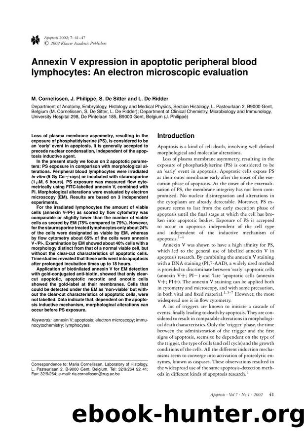 Annexin V expression in apoptotic peripheral blood lymphocytes: An electron microscopic evaluation by Unknown