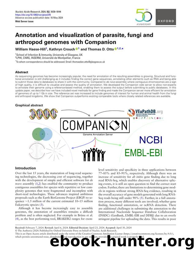 Annotation and visualization of parasite, fungi and arthropod genomes with Companion by William Haese-Hill & Kathryn Crouch & Thomas D Otto