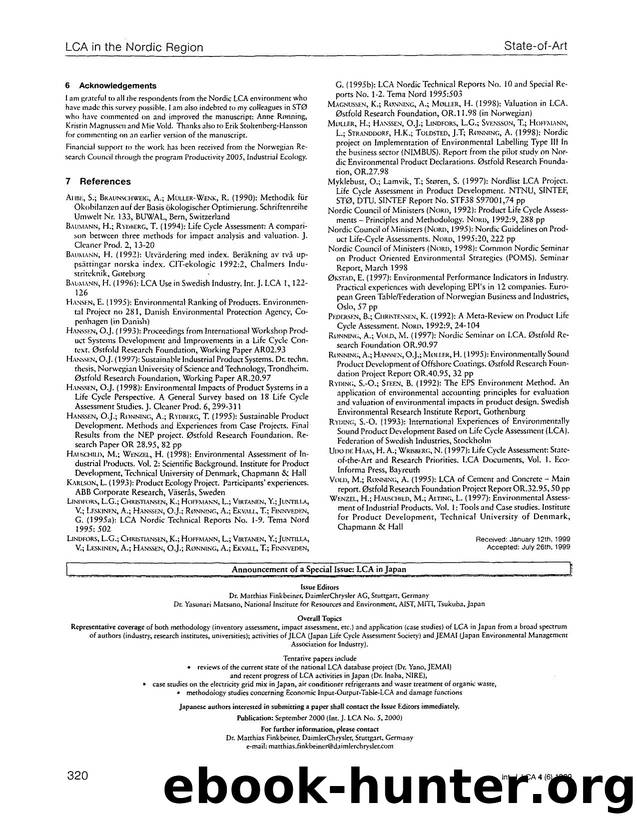 Announcements of a special issue: LCA in Japan by Unknown
