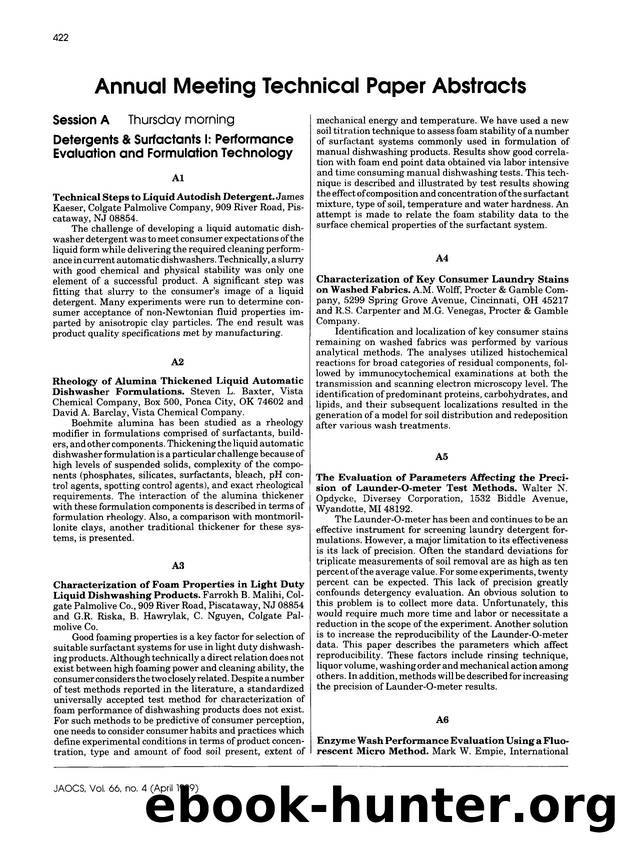 Annual meeting technical paper abstracts by Unknown