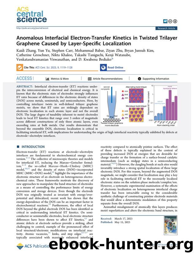 Anomalous Interfacial Electron-Transfer Kinetics in Twisted Trilayer Graphene Caused by Layer-Specific Localization by unknow