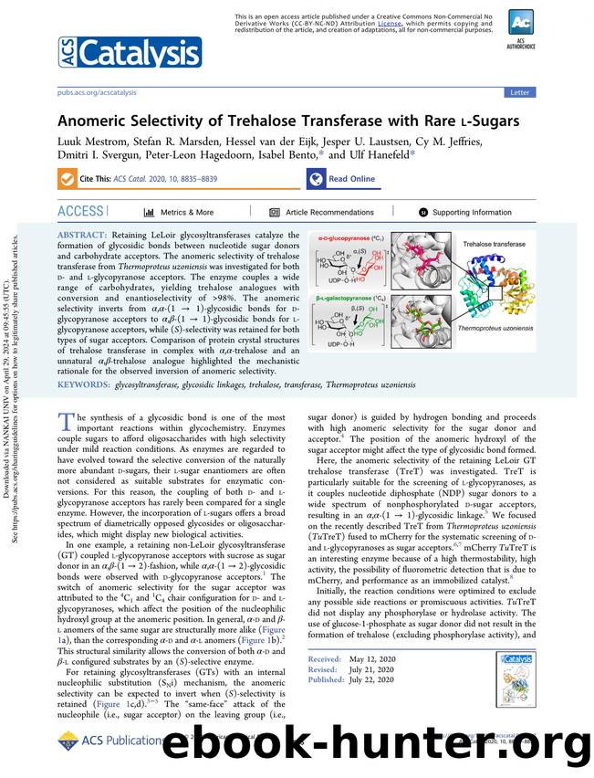 Anomeric Selectivity of Trehalose Transferase with Rare l-Sugars by unknow