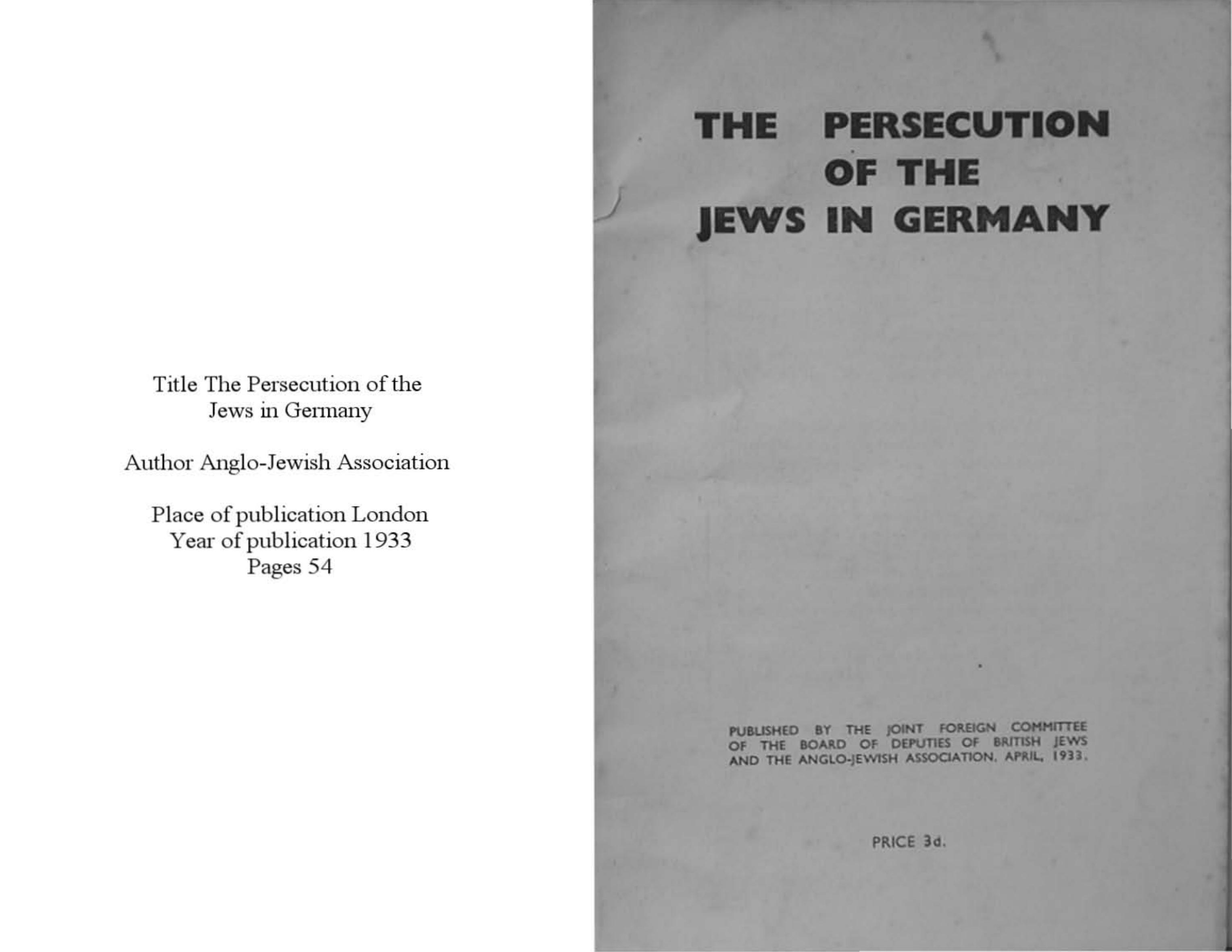 Anon by Jewish Persecution in Germany