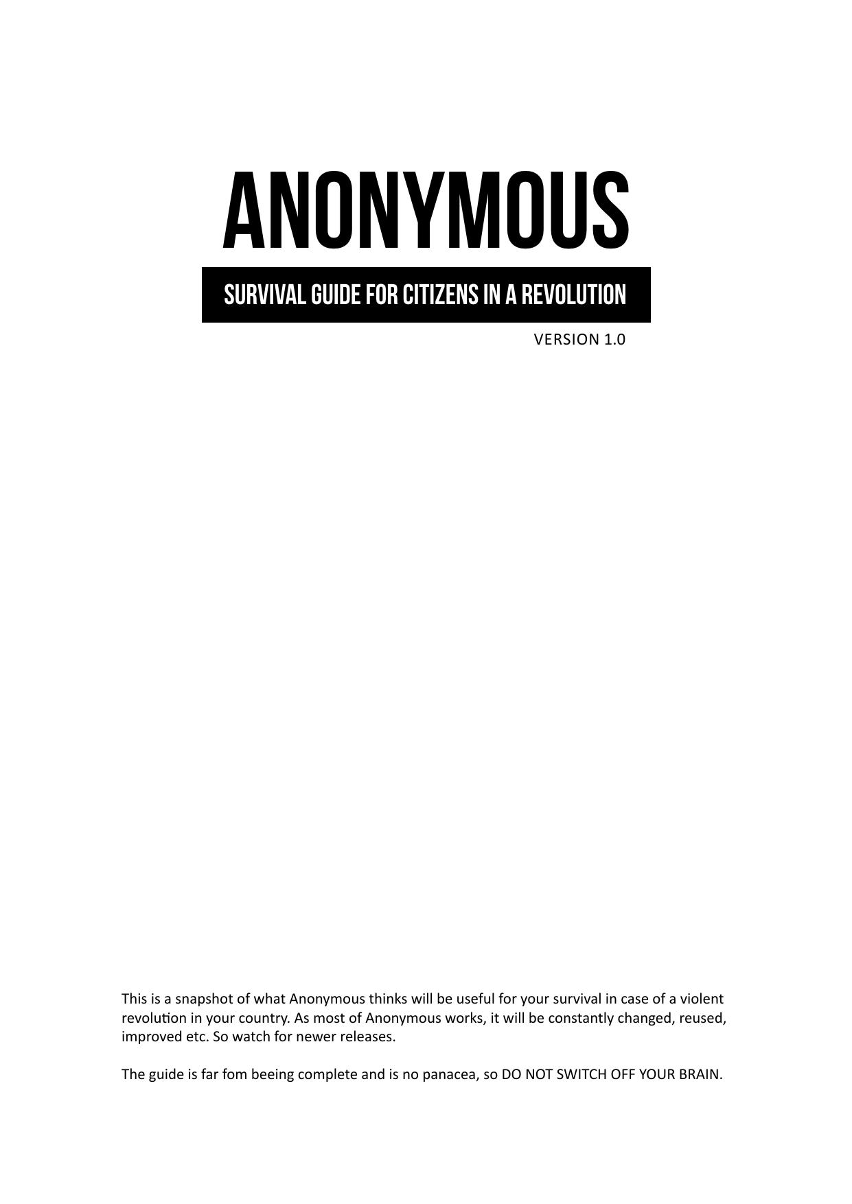 Anonymous - Survival Guide for Citizens in a Revolution by Anonymous