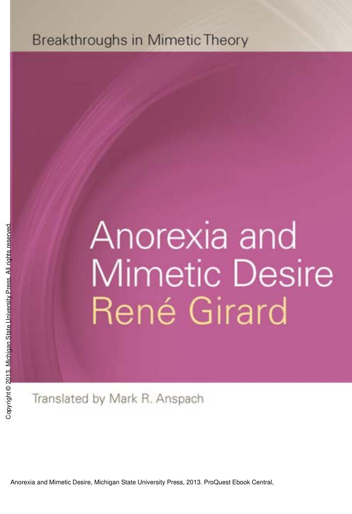 Anorexia and Mimetic Desire by René Girard