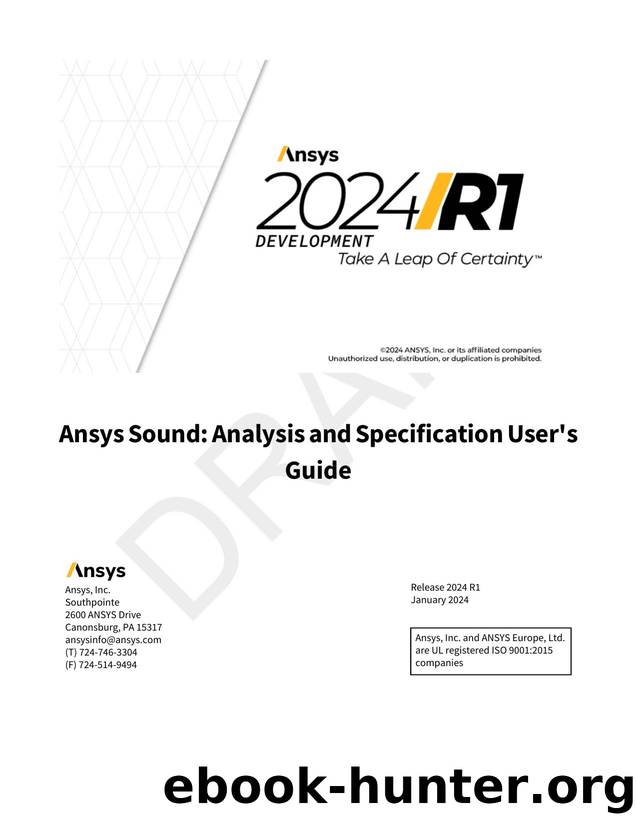 Ansys Sound: Analysis and Specification User's Guide by Ansys Inc