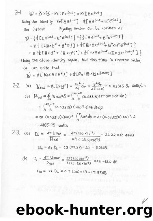 Antenna theory by balanis Solution Manual 3rd edition by Unknown