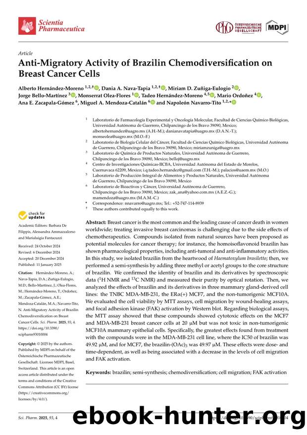 Anti-Migratory Activity of Brazilin Chemodiversification on Breast Cancer Cells by unknow
