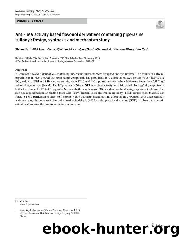 Anti-TMV activity based flavonol derivatives containing piperazine sulfonyl: Design, synthesis and mechanism study by unknow