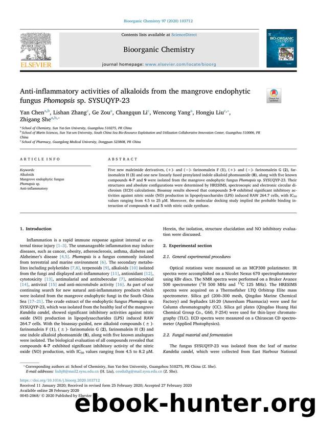 Anti-inflammatory activities of alkaloids from the mangrove endophytic fungus Phomopsis sp. SYSUQYP-23 by Yan Chen & Lishan Zhang & Ge Zou & Changqun Li & Wencong Yang & Hongju Liu & Zhigang She