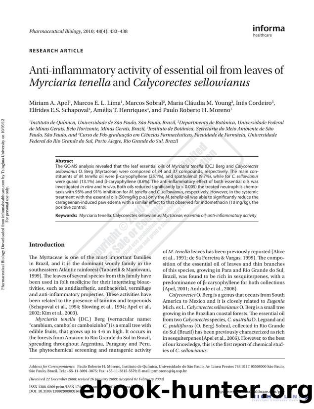 Anti-inflammatory activity of essential oil from leaves of Myrciaria tenella and Calycorectes sellowianus by unknow
