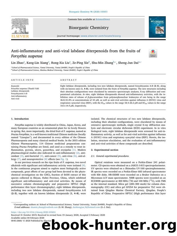Anti-inflammatory and anti-viral labdane diterpenoids from the fruits of Forsythia suspensa by Lin Zhao & Kang-Lin Xiang & Rong-Xia Liu & Ze-Ping Xie & Shu-Min Zhang & Sheng-Jun Dai