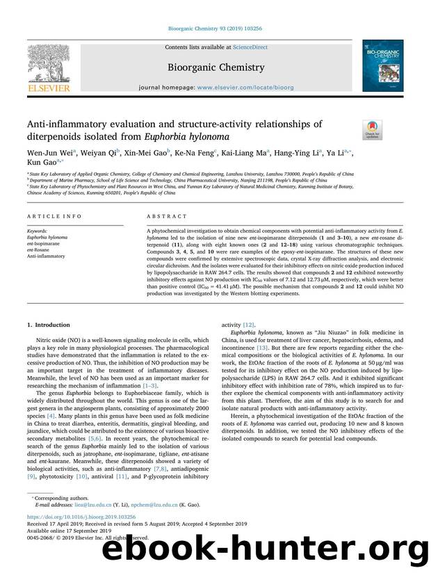 Anti-inflammatory evaluation and structure-activity relationships of diterpenoids isolated from Euphorbia hylonoma by Wen-Jun Wei & Weiyan Qi & Xin-Mei Gao & Ke-Na Feng & Kai-Liang Ma & Hang-Ying Li & Ya Li & Kun Gao