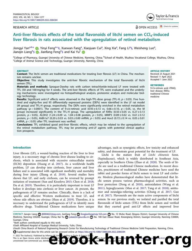 Anti-liver fibrosis effects of the total flavonoids of litchi semen on CCl4-induced liver fibrosis in rats associated with the upregulation of retinol metabolism by unknow