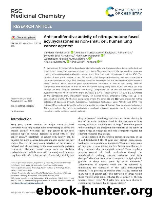Anti-proliferative activity of nitroquinolone fused acylhydrazones as non-small cell human lung cancer agents by unknow