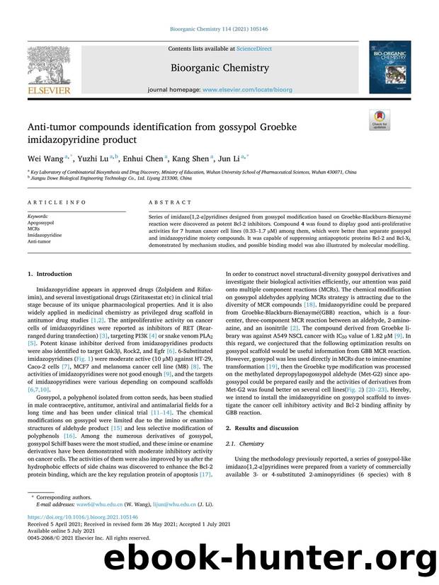 Anti-tumor compounds identification from gossypol Groebke imidazopyridine product by Wei Wang & Yuzhi Lu & Enhui Chen & Kang Shen & Jun Li