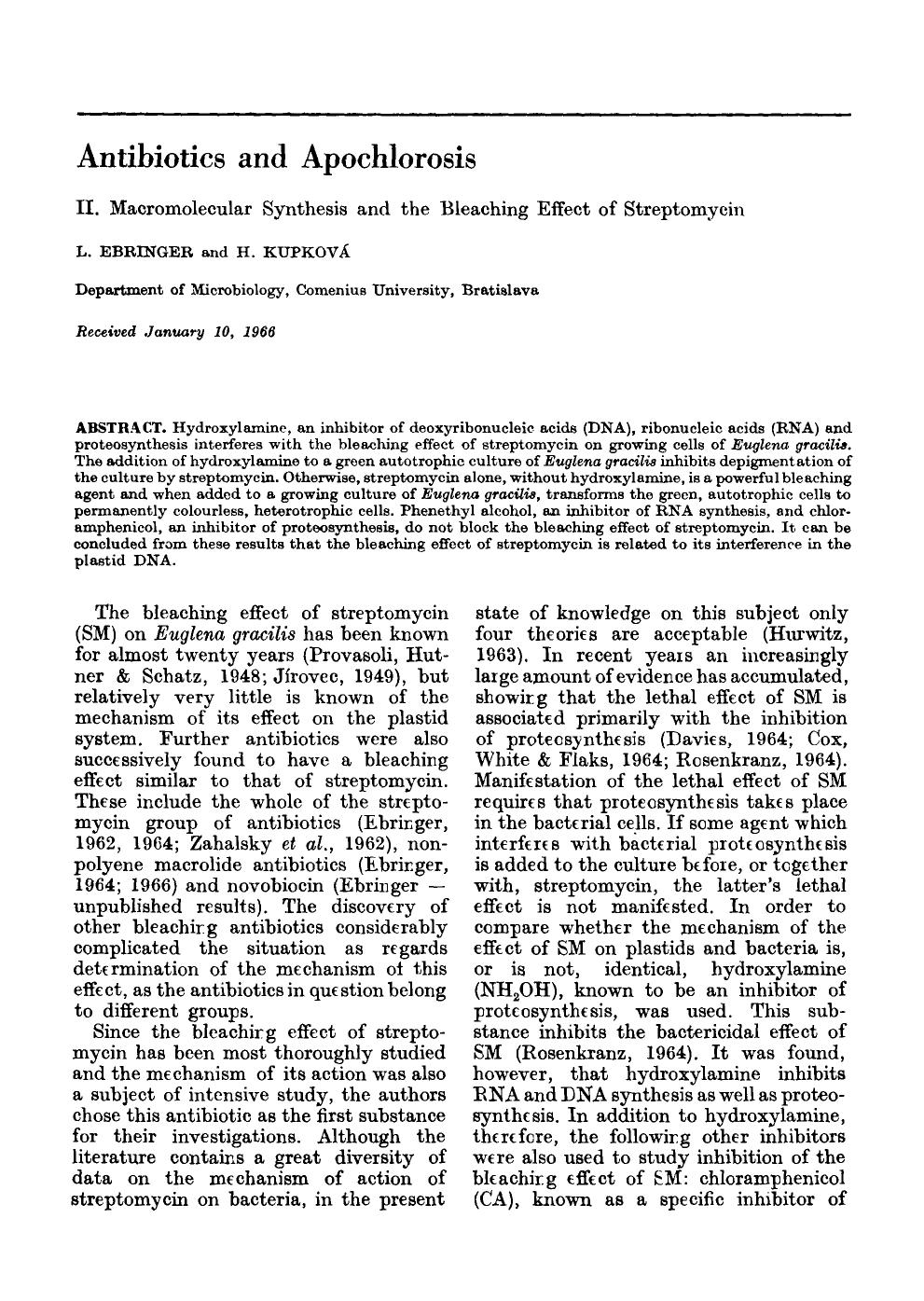Antibiotics and apochlorosis by Unknown