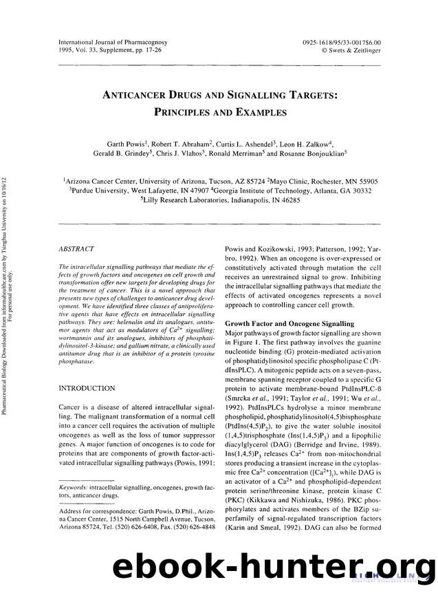 Anticancer Drugs and Signalling Targets: Principles and Examples by unknow