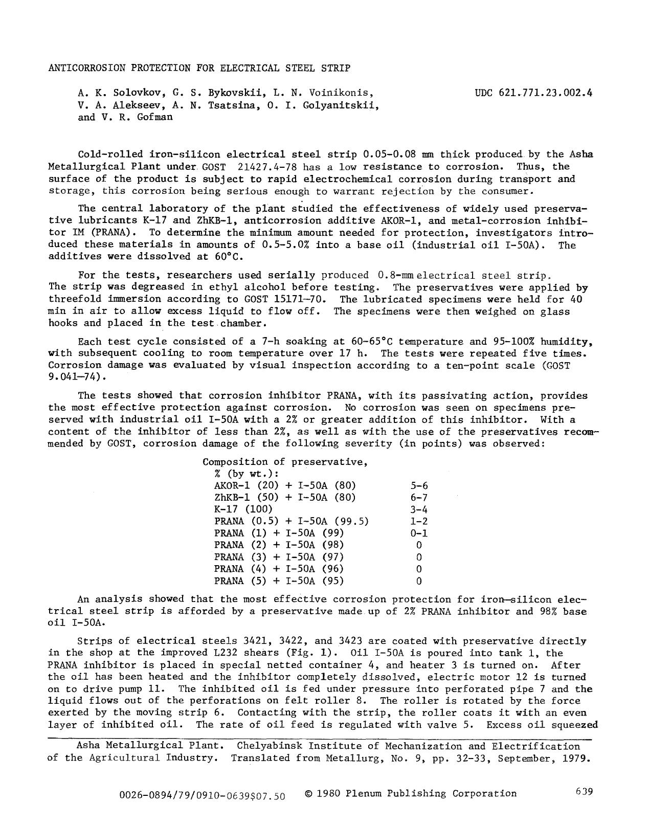 Anticorrosion protection for electrical steel strip by Unknown