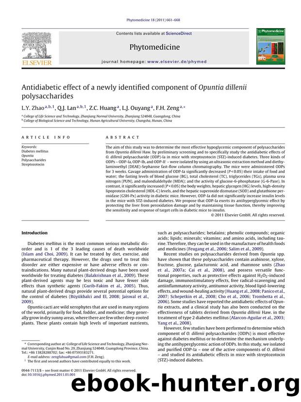 Antidiabetic effect of a newly identified component of Opuntia dillenii polysaccharides by L.Y. Zhao