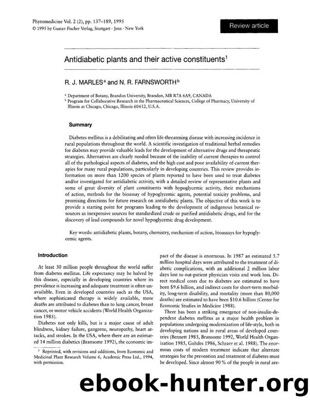 Antidiabetic plants and their active constituents by R.J. Marles & N.R. Farnsworth