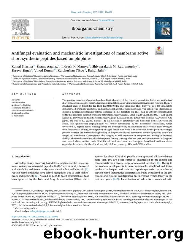 Antifungal evaluation and mechanistic investigations of membrane active short synthetic peptides-based amphiphiles by unknow