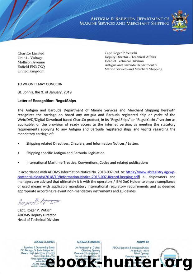 Antigua and Barbuda Letter by Redistributed by Regs4ships Ltd