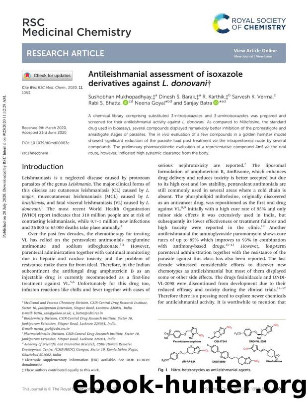 Antileishmanial assessment of isoxazole derivatives against L. donovani by unknow