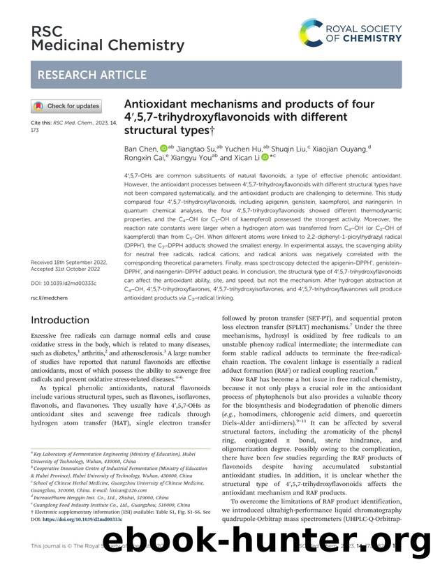 Antioxidant mechanisms and products of four 4â²,5,7-trihydroxyflavonoids with different structural types by unknow