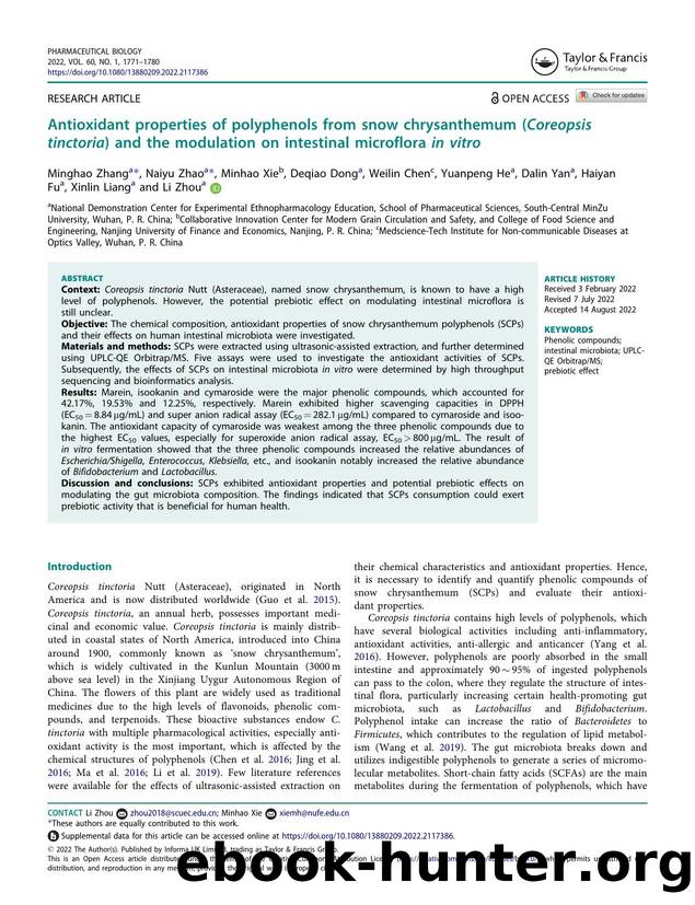 Antioxidant properties of polyphenols from snow chrysanthemum (Coreopsis tinctoria) and the modulation on intestinal microflora inÂ vitro by unknow