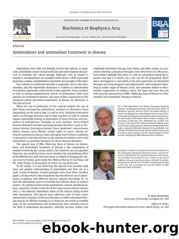 Antioxidants and antioxidant treatment in disease by D. Allan Butterfield & Jeffrey N. Keller