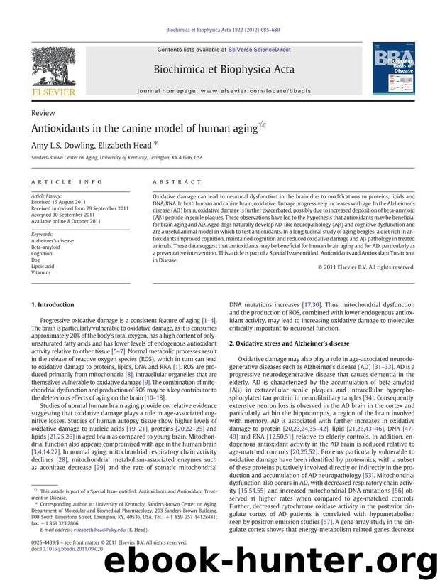 Antioxidants in the canine model of human aging by Amy L.S. Dowling & Elizabeth Head