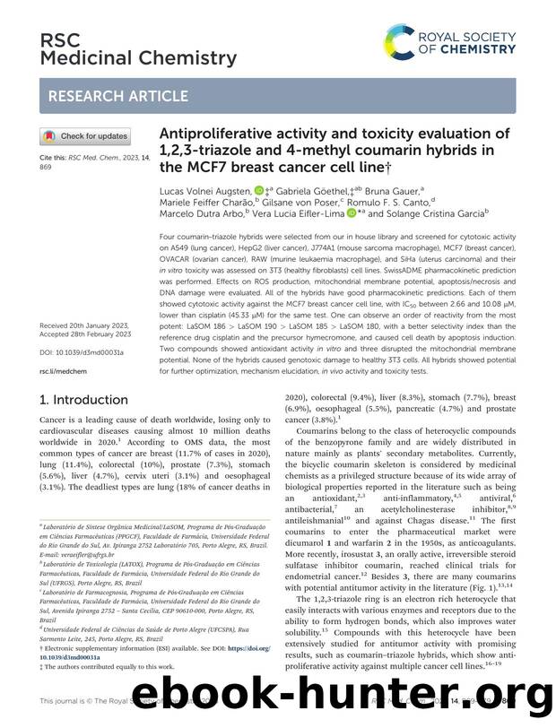 Antiproliferative activity and toxicity evaluation of 1,2,3-triazole and 4-methyl coumarin hybrids in the MCF7 breast cancer cell line by unknow