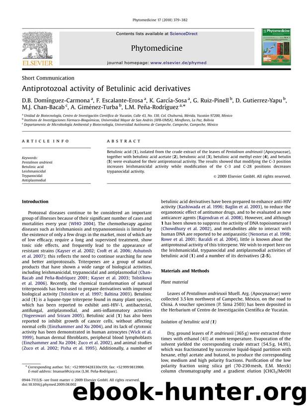 Antiprotozoal activity of Betulinic acid derivatives by unknow