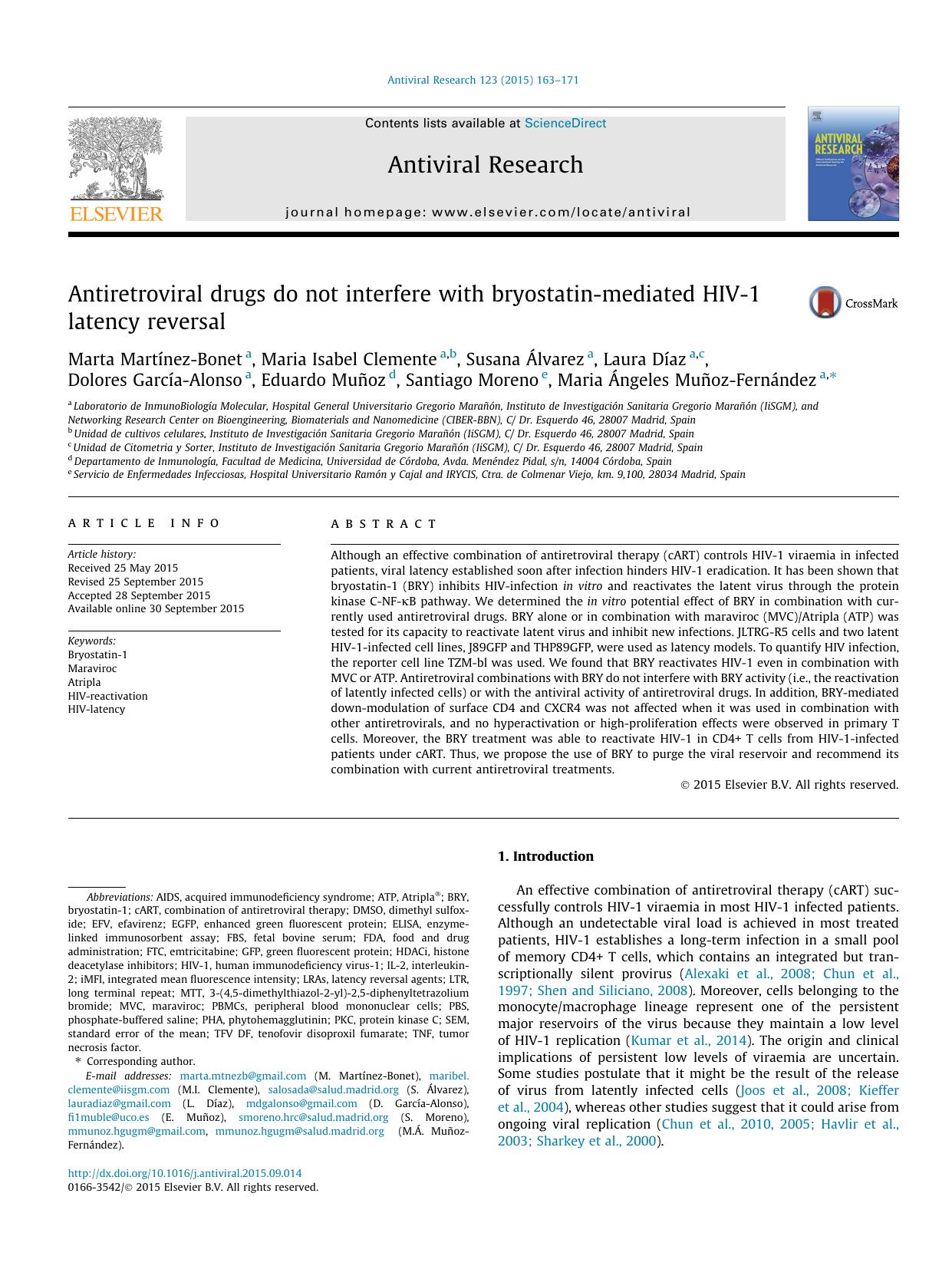 Antiretroviral drugs do not interfere with bryostatin-mediated HIV-1 latency reversal by unknow