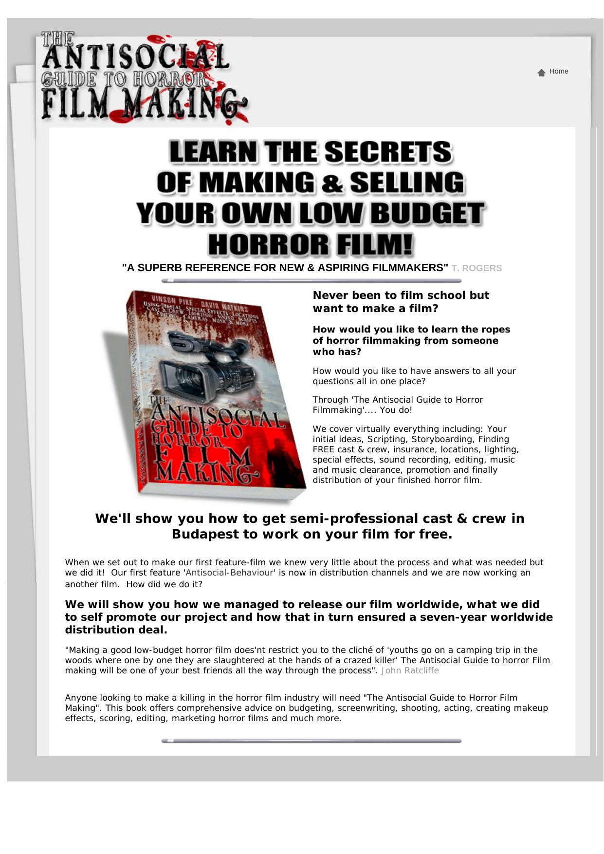 Antisocial Guide To Horror Film Filmmaking. by Best of Kuszter's Collection