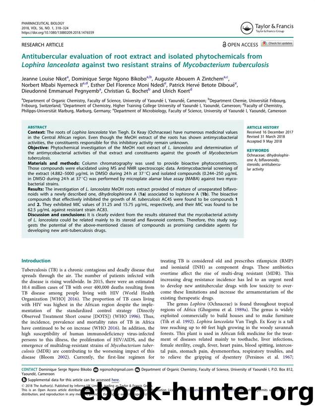 Antitubercular evaluation of root extract and isolated phytochemicals from Lophira lanceolata against two resistant strains of Mycobacterium tuberculosis by unknow