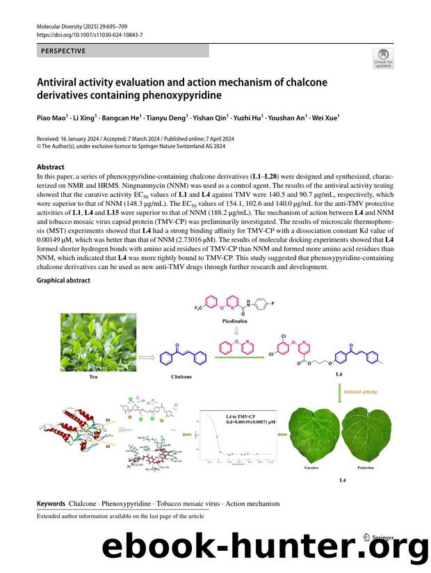 Antiviral activity evaluation and action mechanism of chalcone derivatives containing phenoxypyridine by Piao Mao & Li Xing & Bangcan He & Tianyu Deng & Yishan Qin & Yuzhi Hu & Youshan An & Wei Xue