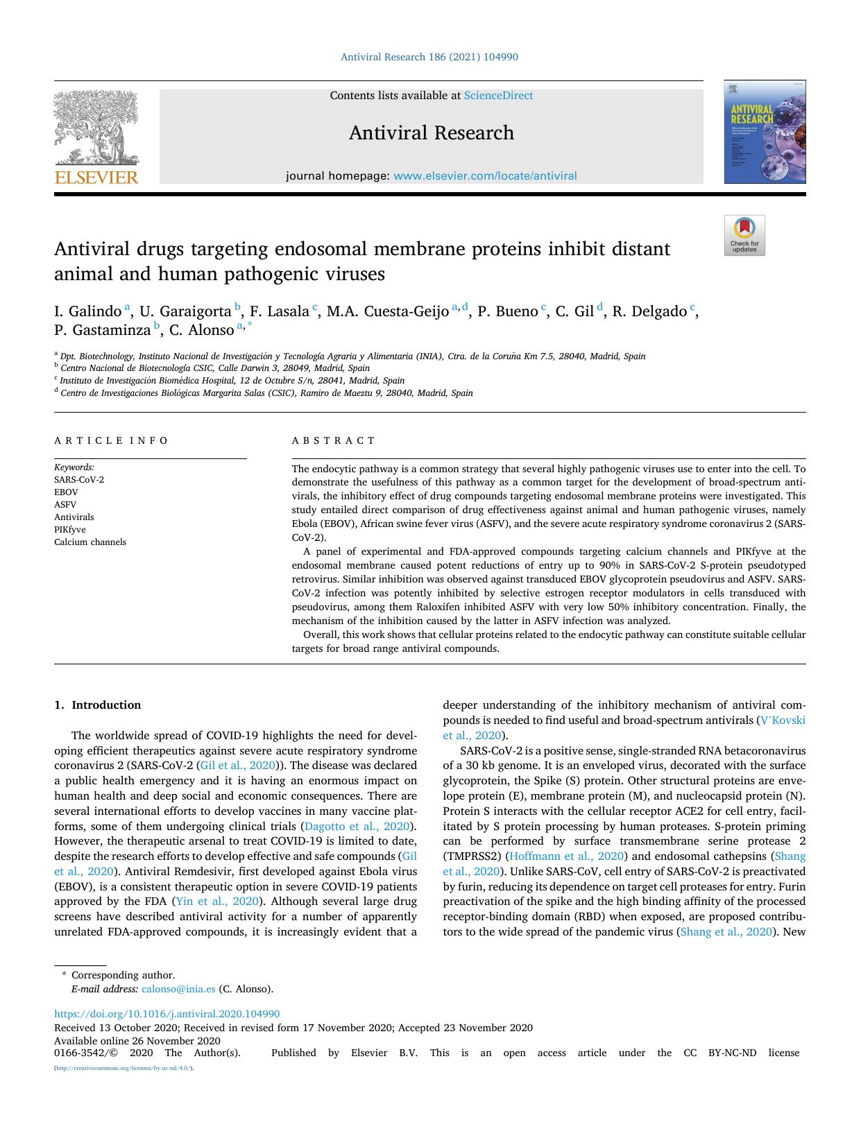 Antiviral drugs targeting endosomal membrane proteins inhibit distant animal and human pathogenic viruses by unknow