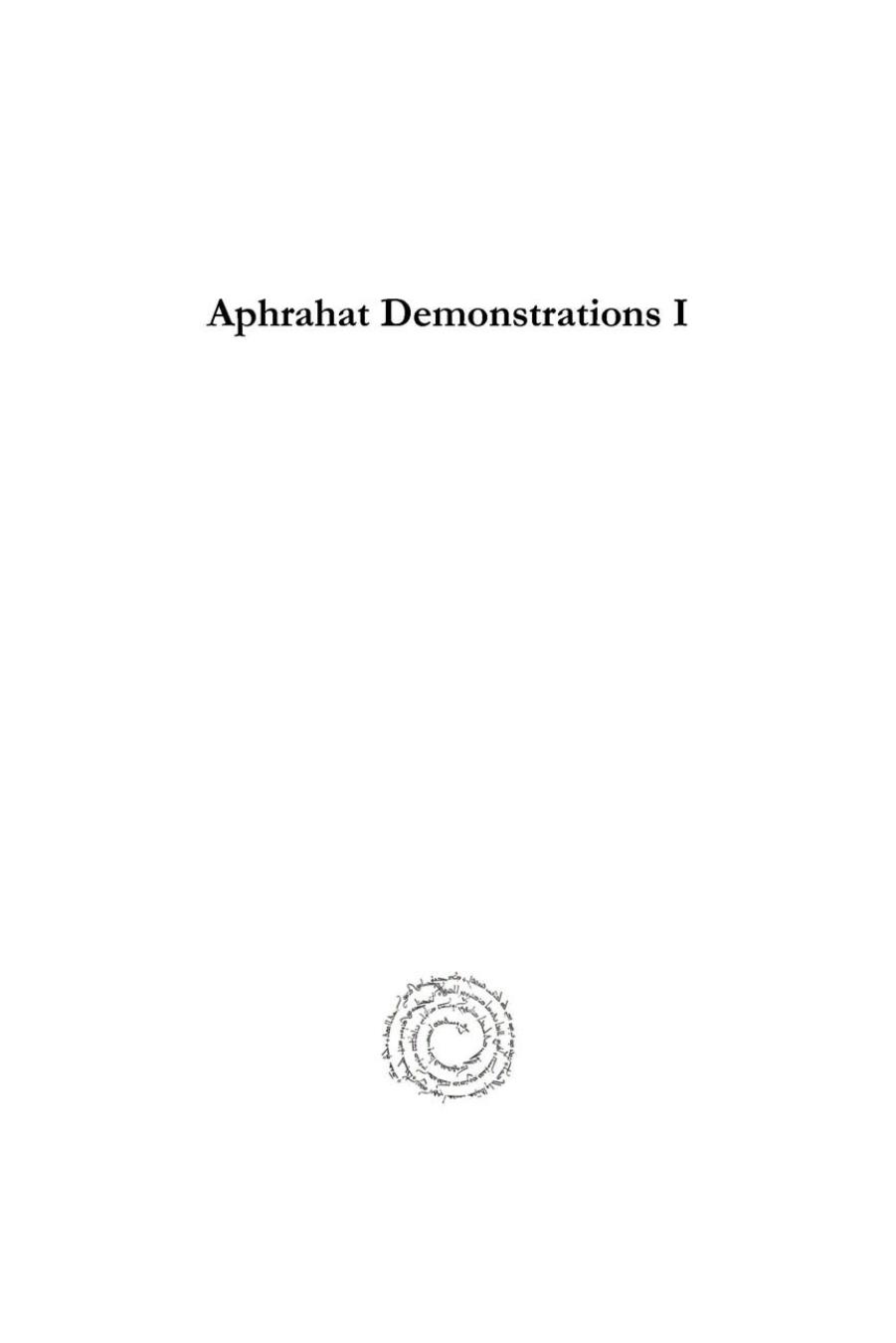 Aphrahat Demonstrations I by Kuriakose Valavanolickal