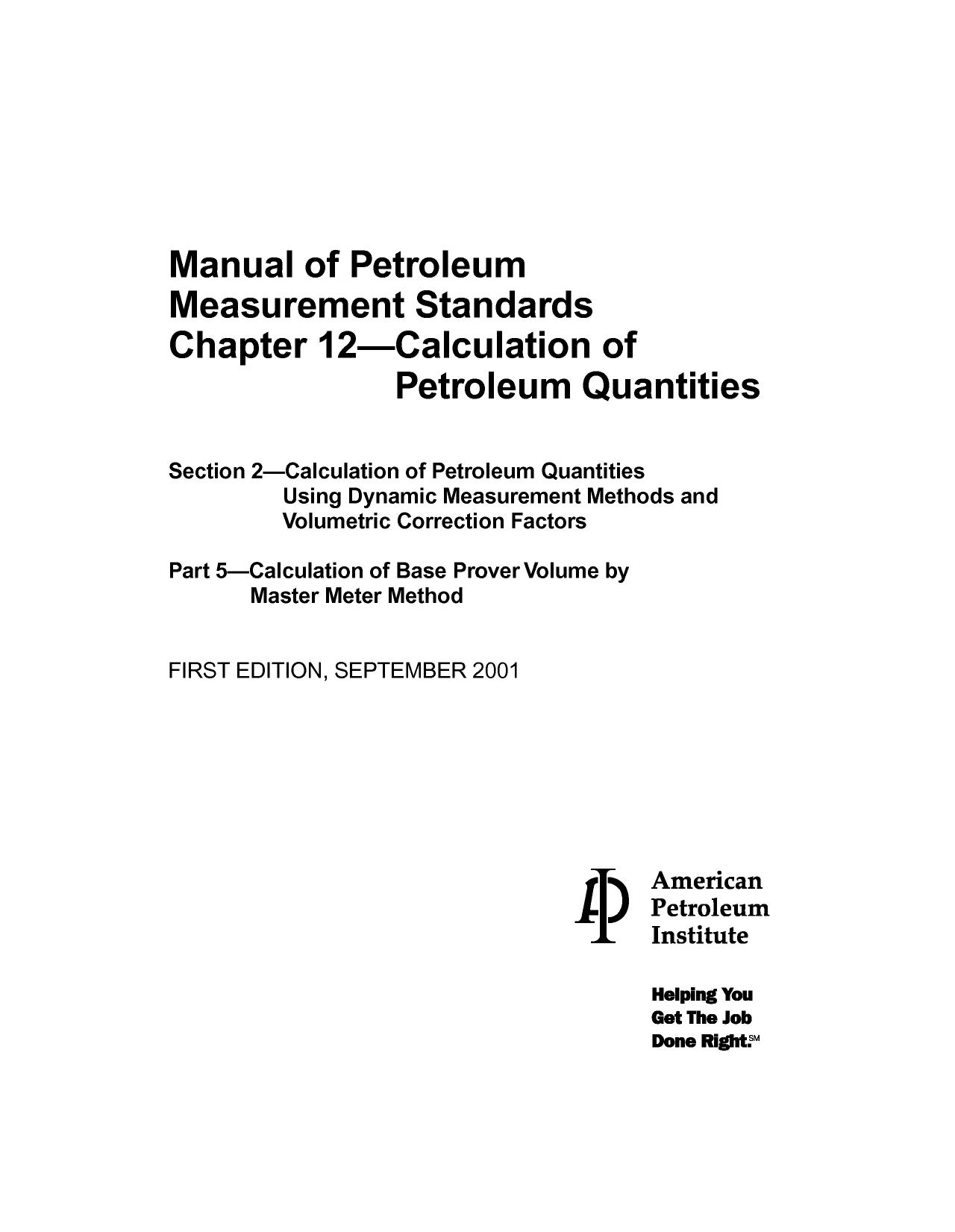 Api Mpms 12.2.5, Calculation of Petroleum Quantities by Unknown