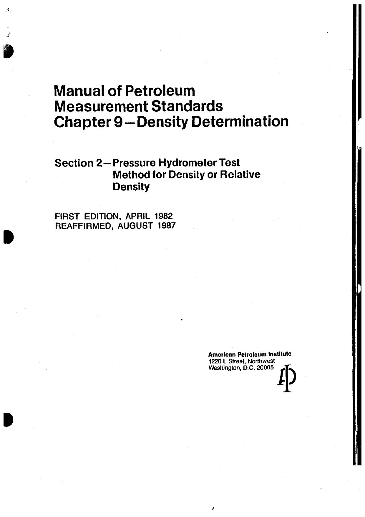 Api Mpms 9.2, Density Determination by Unknown