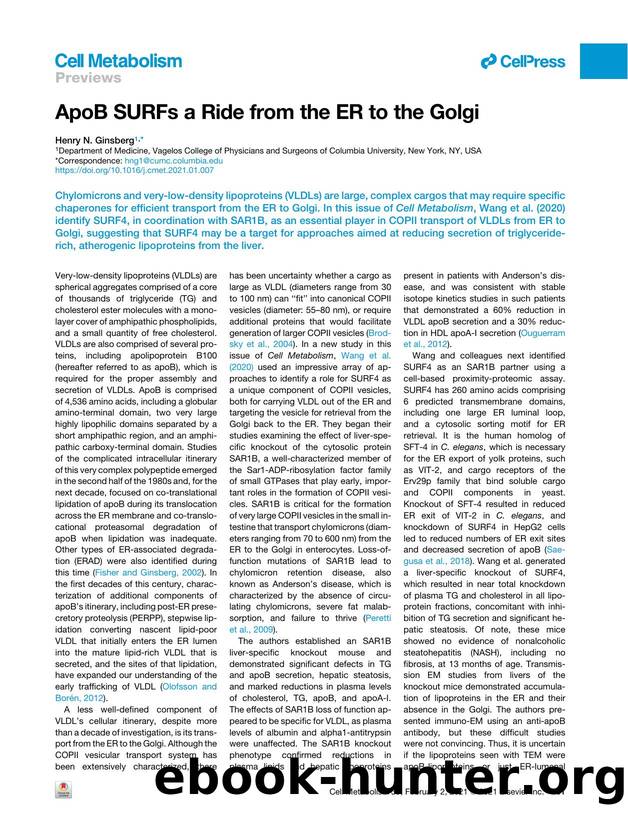 ApoB SURFs a Ride from the ER to the Golgi by Henry N. Ginsberg